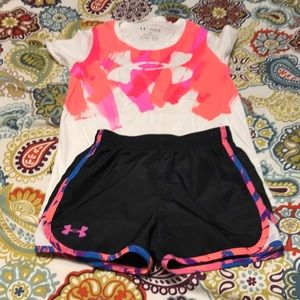 Under Armour Matching Sets - Girl’s Under Armour shorts and tee Under Armour Matching Sets - Girl’s Under Armour shorts and tee